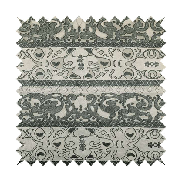 Casablanca Stripe Pattern Velvet Textured Furnishing Fabric In Black Grey Colour - Roman Blinds