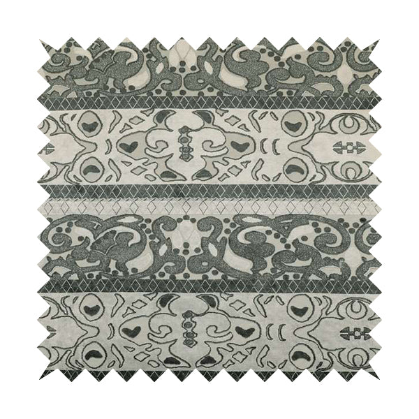 Casablanca Stripe Pattern Velvet Textured Furnishing Fabric In Black Grey Colour - Handmade Cushions