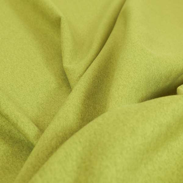 Como Soft Wool Effect Plain Chenille Quality Upholstery Fabric In Lime Green Colour