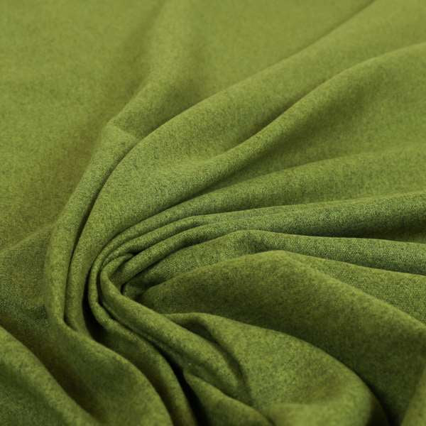 Como Soft Wool Effect Plain Chenille Quality Upholstery Fabric In Green Grass Colour