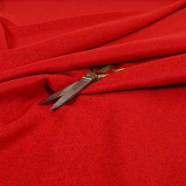 Como Soft Wool Effect Plain Chenille Quality Upholstery Fabric In Red Colour - Handmade Cushions