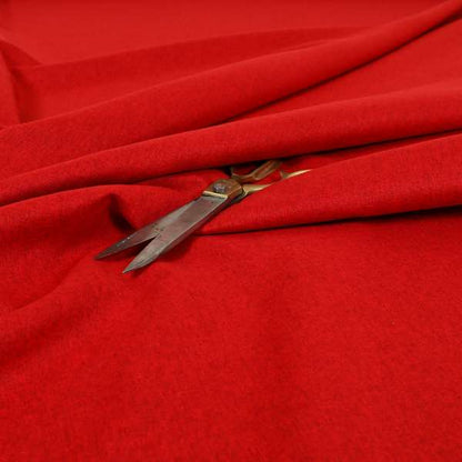 Como Soft Wool Effect Plain Chenille Quality Upholstery Fabric In Red Colour - Made To Measure Curtains