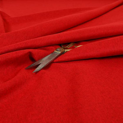 Como Soft Wool Effect Plain Chenille Quality Upholstery Fabric In Red Colour
