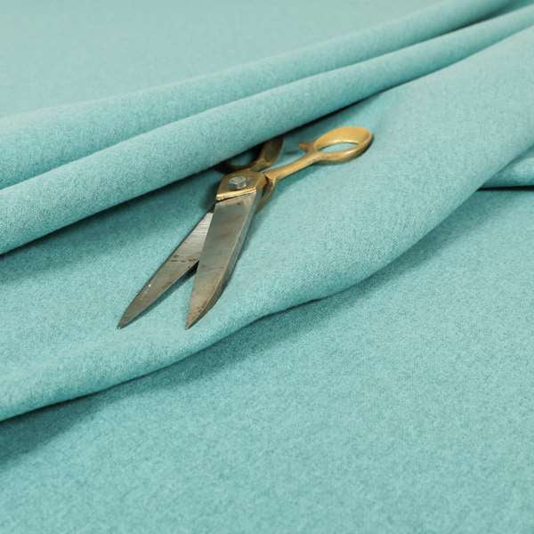 Como Soft Wool Effect Plain Chenille Quality Upholstery Fabric In Teal Blue Colour - Made To Measure Curtains