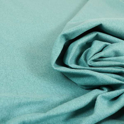 Como Soft Wool Effect Plain Chenille Quality Upholstery Fabric In Teal Blue Colour