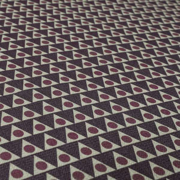 Dallas Geometric Pattern Printed Pattern On Linen Effect Chenille Material Purple Coloured Upholstery Fabric - Roman Blinds