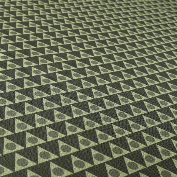 Dallas Geometric Pattern Printed Pattern On Linen Effect Chenille Material Grey Coloured Upholstery Fabric - Roman Blinds