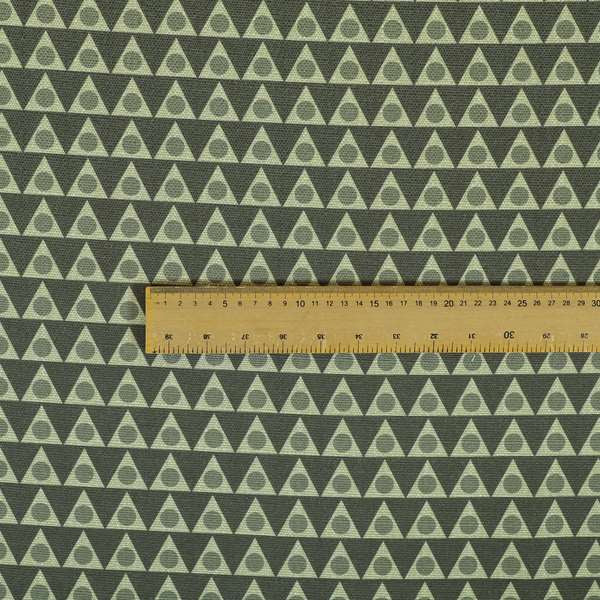 Dallas Geometric Pattern Printed Pattern On Linen Effect Chenille Material Grey Coloured Upholstery Fabric - Roman Blinds