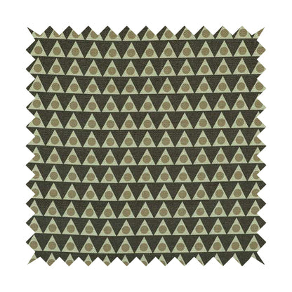 Dallas Geometric Pattern Printed Pattern On Linen Effect Chenille Material Brown Coloured Upholstery Fabric - Roman Blinds