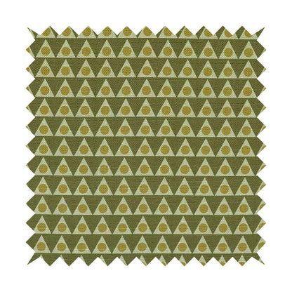 Dallas Geometric Pattern Printed Pattern On Linen Effect Chenille Material Green Coloured Upholstery Fabric - Roman Blinds