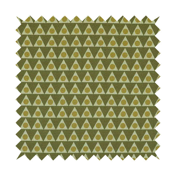 Dallas Geometric Pattern Printed Pattern On Linen Effect Chenille Material Green Coloured Upholstery Fabric - Made To Measure Curtains