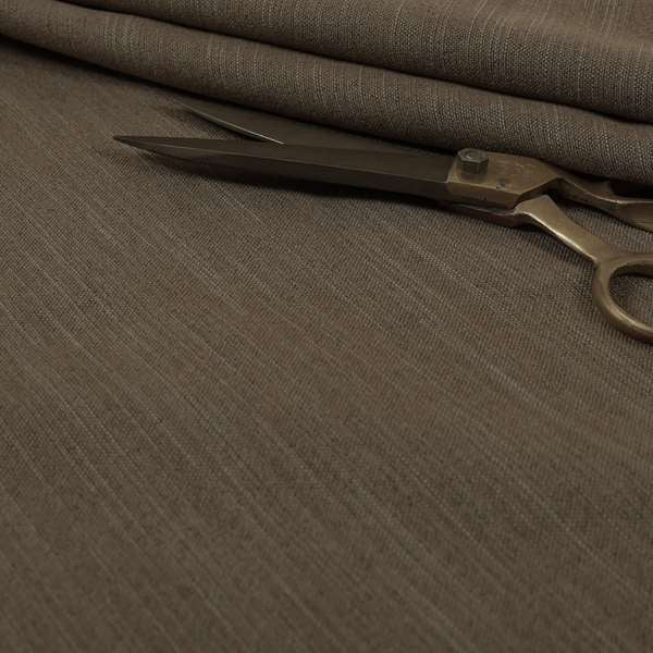 Darwin Linen Effect Style Flat Weave Material In Brown Colour Upholstery Soft Furnishing Fabrics - Roman Blinds