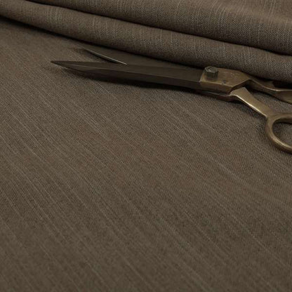 Darwin Linen Effect Style Flat Weave Material In Brown Colour Upholstery Soft Furnishing Fabrics - Roman Blinds