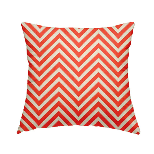 Freedom Printed Velvet Fabric Red White Chevron Striped Pattern Upholstery Fabrics CTR-503 - Handmade Cushions