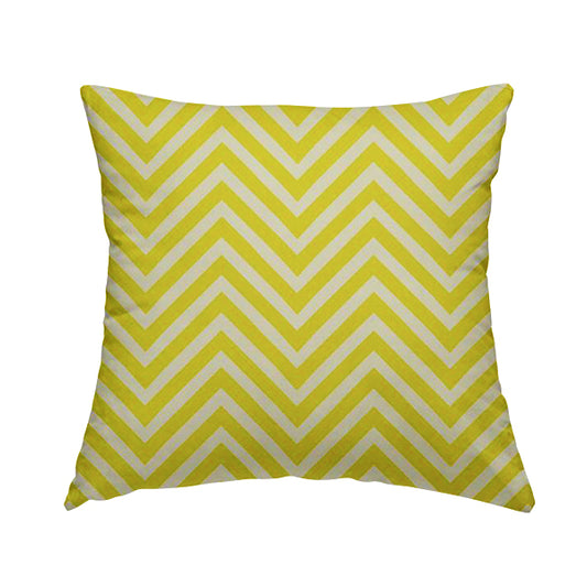Freedom Printed Velvet Fabric Yellow White Chevron Colour Print Upholstery Fabric CTR-508 - Handmade Cushions