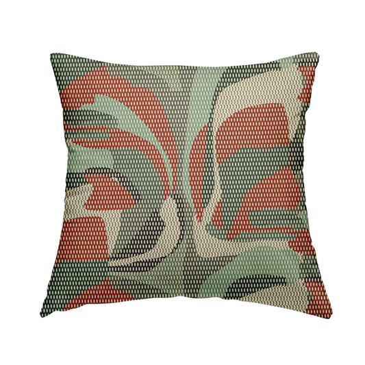 Freedom Printed Velvet Fabric Red Grey White Geometric Abstract Print Upholstery Fabrics CTR-509 - Handmade Cushions