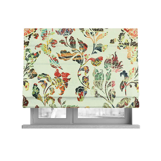 Freedom Printed Velvet Fabric Tropical Colours Full Of Floral Printed Upholstery Fabrics CTR-513 - Roman Blinds