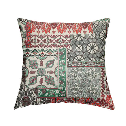 Freedom Printed Velvet Fabric Collection Green Purple Red Patchwork Pattern CTR-515 - Handmade Cushions
