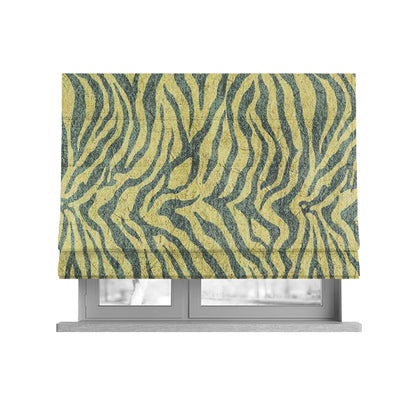 Freedom Printed Velvet Fabric Grey Beige Colour Animal Zebra Stripe Pattern Upholstery Fabrics CTR-520 - Roman Blinds