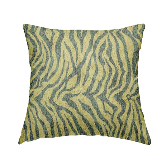 Freedom Printed Velvet Fabric Grey Beige Colour Animal Zebra Stripe Pattern Upholstery Fabrics CTR-520 - Handmade Cushions