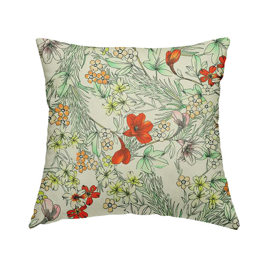 Freedom Printed Velvet Fabric Red Floral Garden Theme Pattern Upholstery Fabrics CTR-524 - Handmade Cushions
