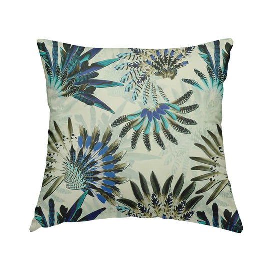 Freedom Printed Velvet Fabric Turquoise Blue Native American Pattern Upholstery Fabric CTR-529 - Handmade Cushions