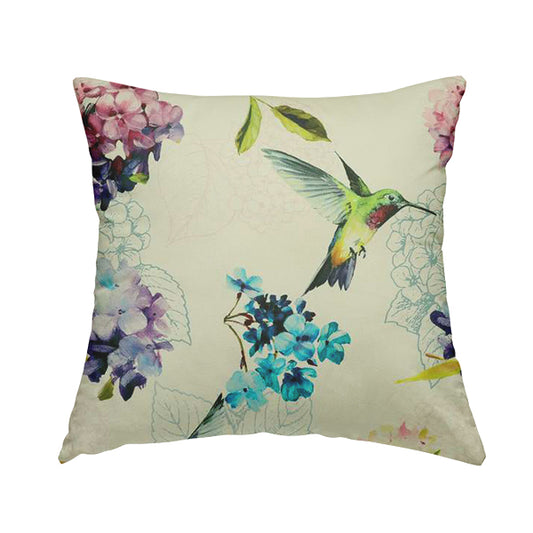 Freedom Printed Velvet Fabric Kingfisher Colourful Bird Floral Pattern Upholstery Fabric CTR-533 - Handmade Cushions