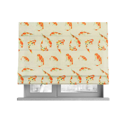 Freedom Printed Velvet Fabric Orange Koi Fish Swimming Pattern Furnishing Upholstery Fabric CTR-542 - Roman Blinds