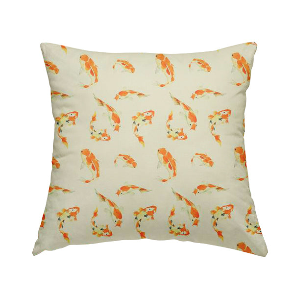 Freedom Printed Velvet Fabric Orange Koi Fish Swimming Pattern Furnishing Upholstery Fabric CTR-542 - Handmade Cushions