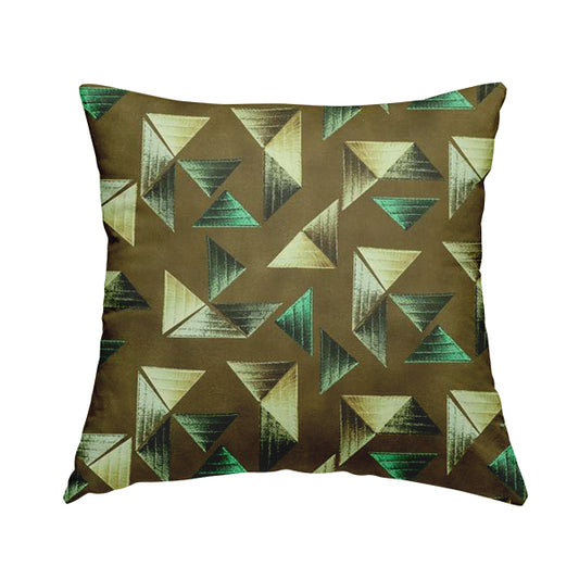 Freedom Printed Velvet Fabric Full Brown Colour Pyramid Geometric Pattern Upholstery Fabrics CTR-557 - Handmade Cushions
