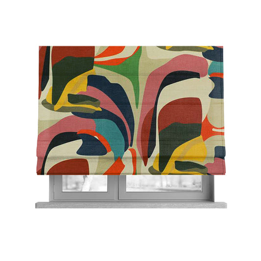 Freedom Printed Velvet Fabric Modern Full Colourful Artistic Pattern Upholstery Fabrics CTR-558 - Roman Blinds
