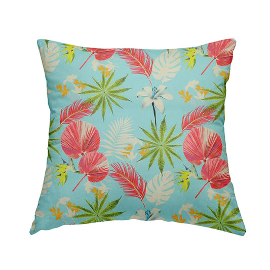 Freedom Printed Velvet Fabric Summer Fruits Blue Pink Green Floral Pattern Upholstery Fabrics CTR-559 - Handmade Cushions