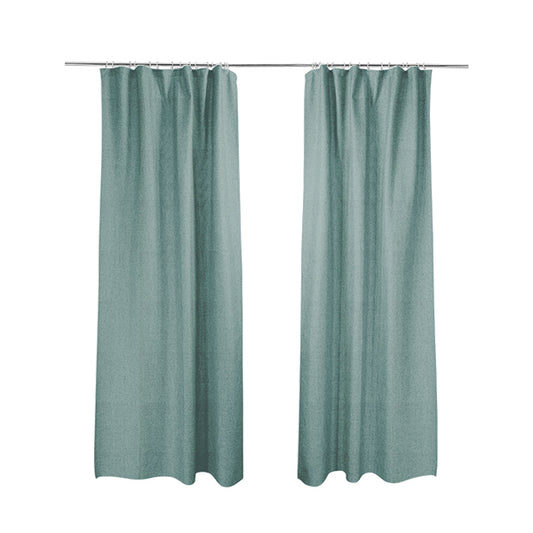 Mehari Linen Effect Flat Weave Semi Plain Upholstery Fabric In Teal Blue Colour - Made To Measure Curtains