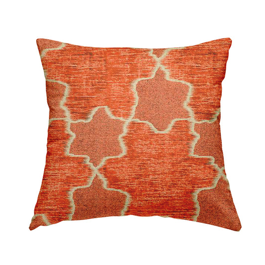 Freedom Printed Velvet Fabric Orange Colour Star Funky Modern Pattern Upholstery Fabric CTR-563 - Handmade Cushions