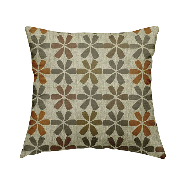 Freedom Printed Velvet Fabric Brown Grey Orange Uniform Star Shape Pattern Upholstery Fabric CTR-565 - Handmade Cushions