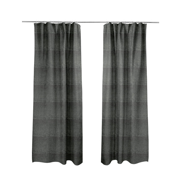 Milan Semi Plain Abstract Soft Velvet Upholstery Furnishing Fabric In Black - Made To Measure Curtains