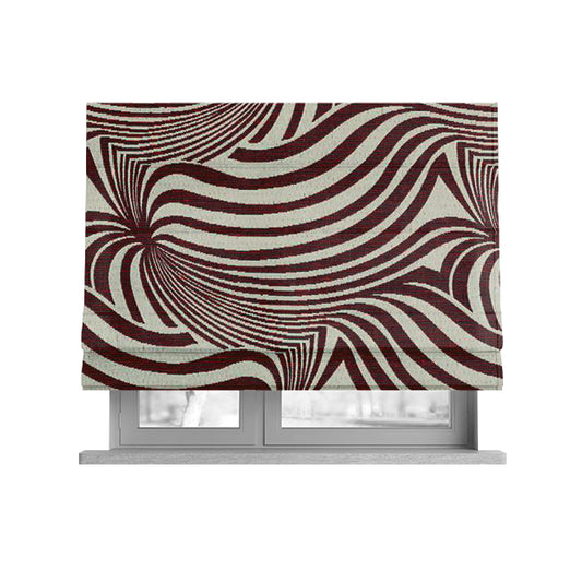 Anchorage Modern Funky Stripe Zebra Style Design Red White Lightweight Furnishing Fabrics CTR-579 - Roman Blinds