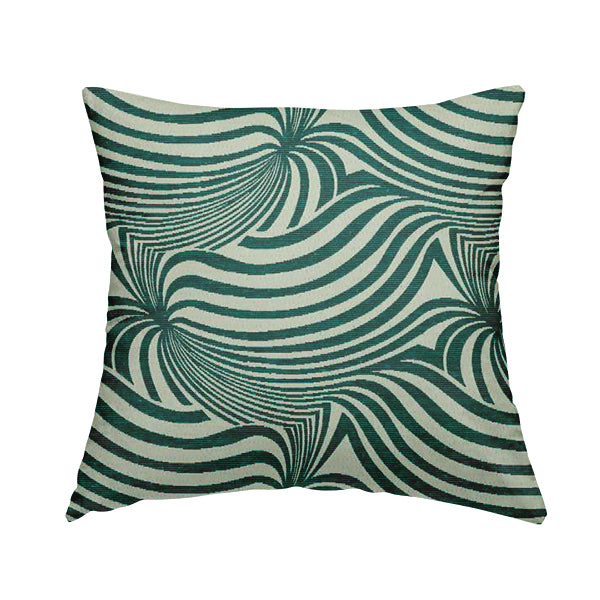 Anchorage Modern Funky Stripe Zebra Style Design Teal White Lightweight Furnishing Fabrics CTR-582 - Handmade Cushions
