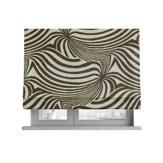 Anchorage Modern Funky Stripe Zebra Style Design Yellow White Lightweight Furnishing Fabrics CTR-583 - Roman Blinds