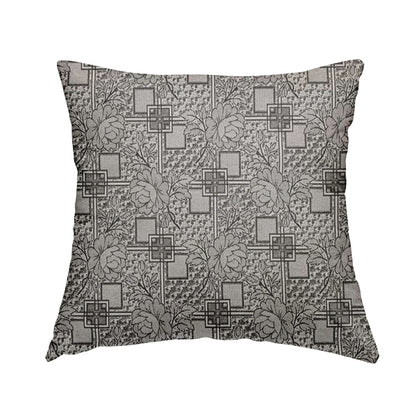 Kenai Glitter Upholstery Furnishing Pattern Fabric Patchwork Floral In Grey Silver CTR-587 - Handmade Cushions