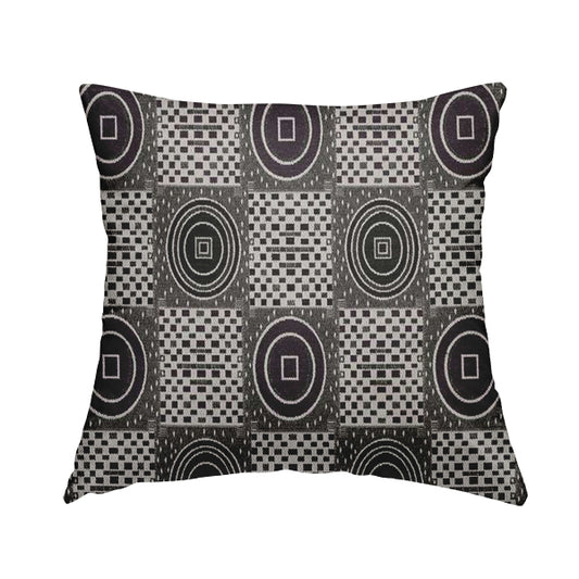 Juneau Glitter Upholstery Furnishing Pattern Fabric Modern Geometric In Purple Silver CTR-588 - Handmade Cushions