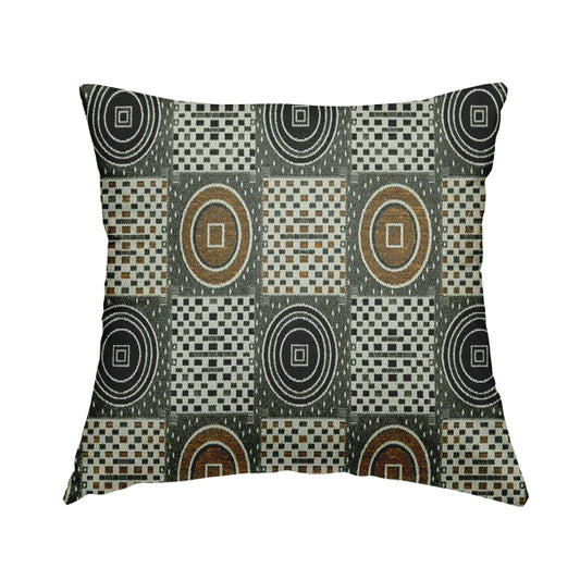 Juneau Glitter Upholstery Furnishing Pattern Fabric Modern Geometric In Yellow Black CTR-589 - Handmade Cushions