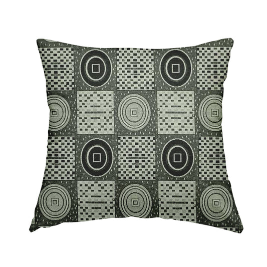 Juneau Glitter Upholstery Furnishing Pattern Fabric Modern Geometric Black Grey White CTR-590 - Handmade Cushions