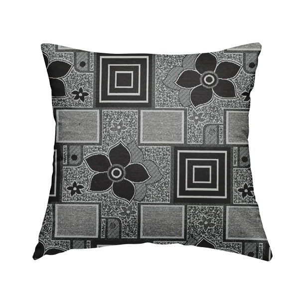 Sitka Modern Upholstery Furnishing Pattern Fabric Floral Patchwork In Brown Cream CTR-601 - Handmade Cushions