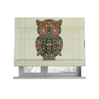 Freedom Printed Velvet Fabric Colourful Owl Animal Pattern Upholstery Fabric CTR-613 - Roman Blinds