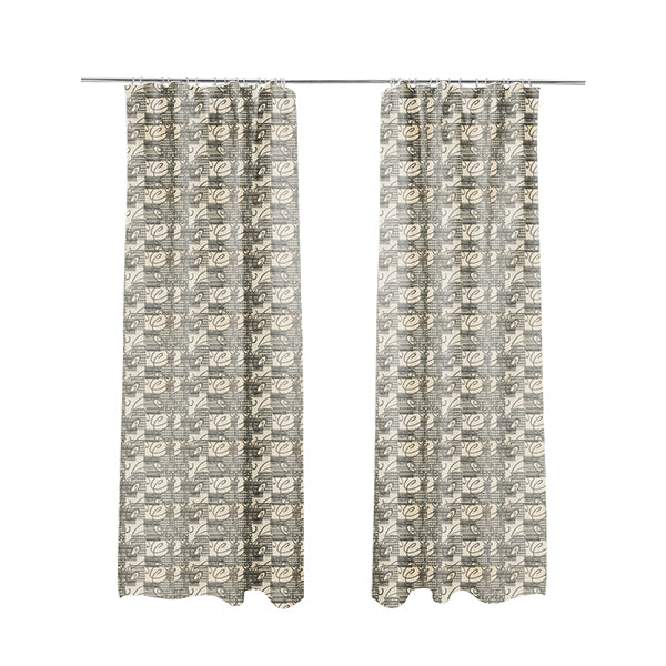 Kayu Patchwork Pattern Quality Chenille Upholstery Fabric In Grey Colour MSS-35 - Made To Measure Curtains