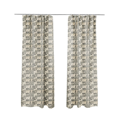 Kayu Patchwork Pattern Quality Chenille Upholstery Fabric In Grey Colour MSS-35 - Made To Measure Curtains