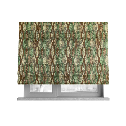 Jangwa Modern Two Tone Stripe Pattern Upholstery Curtains Green Brown Colour Fabric CTR-626 - Roman Blinds