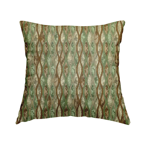 Jangwa Modern Two Tone Stripe Pattern Upholstery Curtains Green Brown Colour Fabric CTR-626 - Handmade Cushions