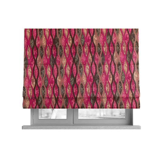Jangwa Modern Two Tone Stripe Pattern Upholstery Curtains Brown Pink Colour Fabric CTR-628 - Roman Blinds